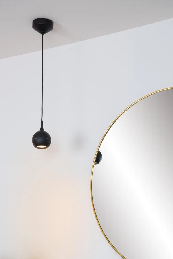 Lucide FAVORI - Pendant light Bathroom - 1xGU10 - IP44 - Black - ambiance 2